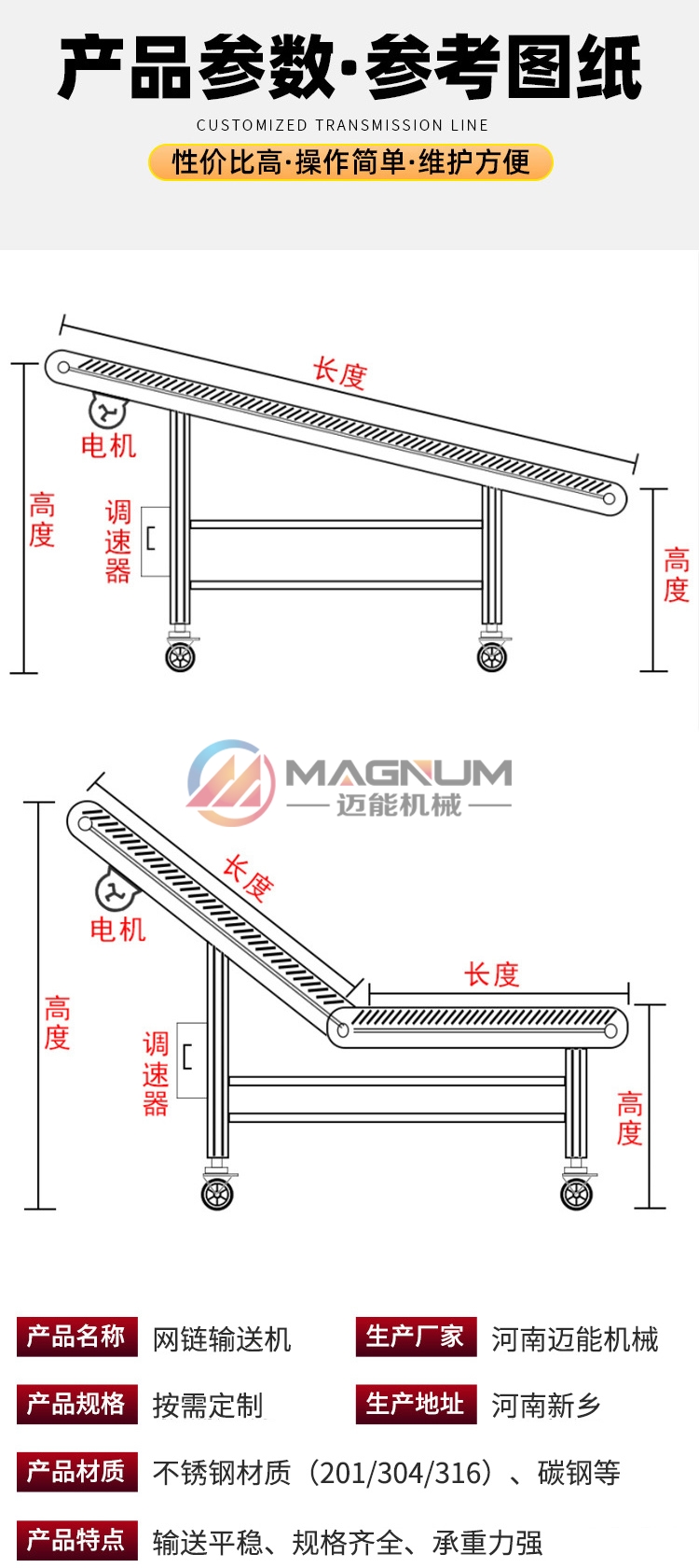 網鏈輸送機圖紙參數